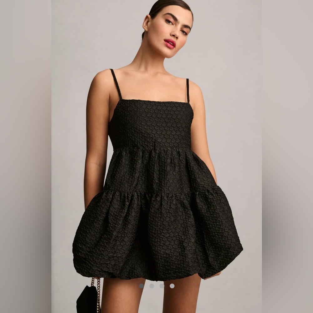 AURETA STUDIO X ANTHROPOLOGIE SQUARE-NECK BUBBLE-HEM MINI DRESS - Picture 2 of 4
